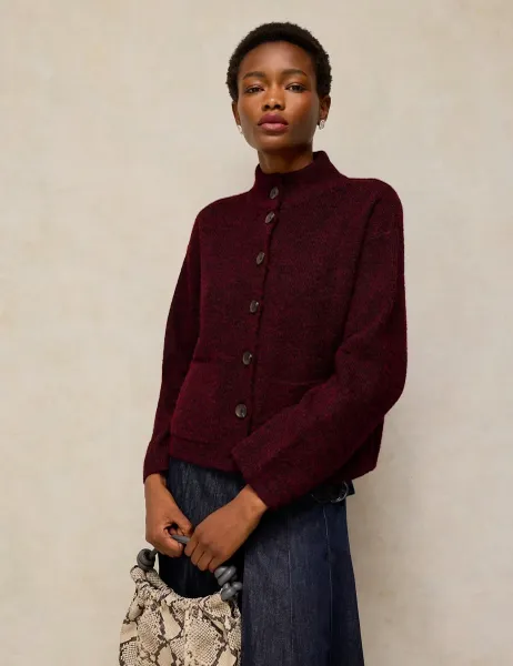 White Stuff Funnel Neck Cardigan Plum