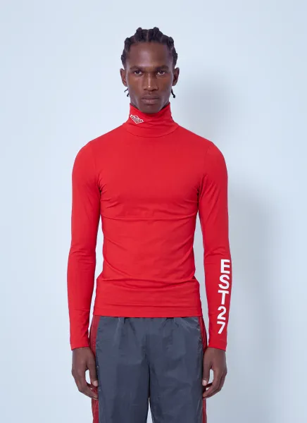 Runway High Neck Printed Stretch T-shirt