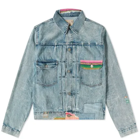 Embroidered Detail Trucker Denim Jacket