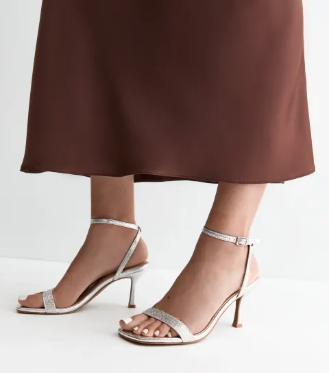 Women's Silver Faux Leather Embellished Front Strap Sandals Vegan