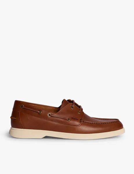 Boss Leather Boat Shoes Brown