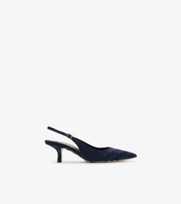 Check Dame Slingback Pumps in Denim blue