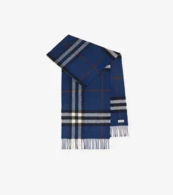 Check Cashmere Scarf in Mast blue