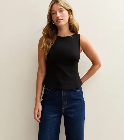 New Look Women's Black Jersey Ponte Tank Top