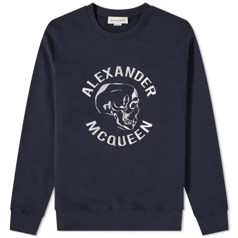 Embroidered Skull Logo Crew Sweat
