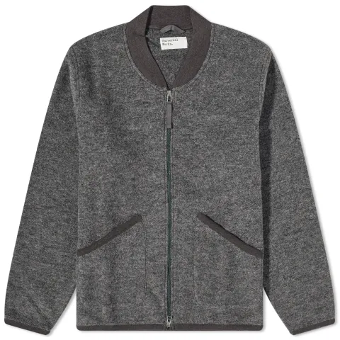Wool Fleece Zip Bomber Jacket