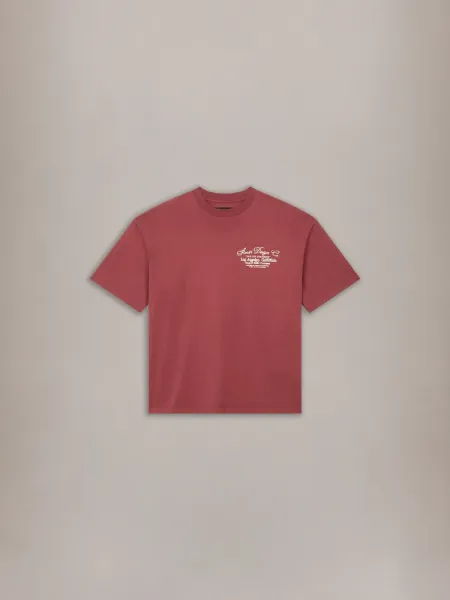 DREAMERS CHAIN STITCH OVERSIZED TEE - Brick