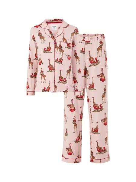 Chelsea Peers Festive Giraffes Long Pyjama Set