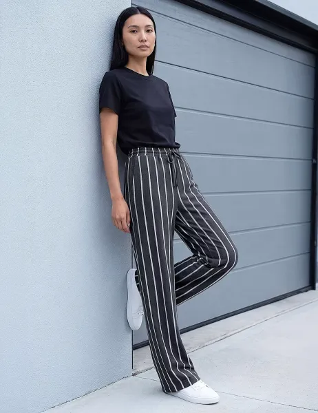 Roman Striped Drawstring Trousers Grey Mix
