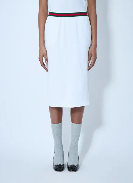 Cotton Jersey Skirt With Web Trim