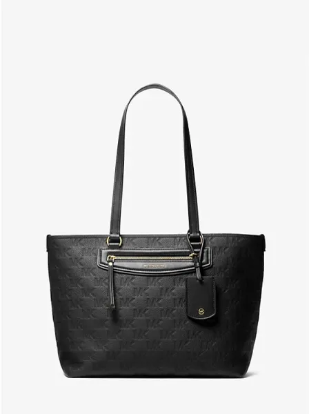 Jet Set Travel Medium Logo Embossed Leather Tote Bag