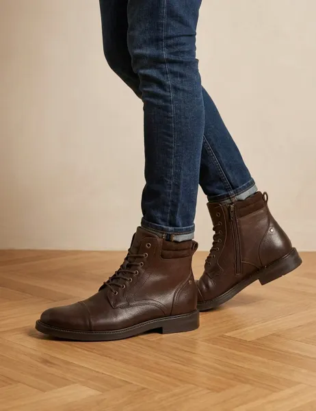 Jones Bootmaker Leather Casual Boots Brown