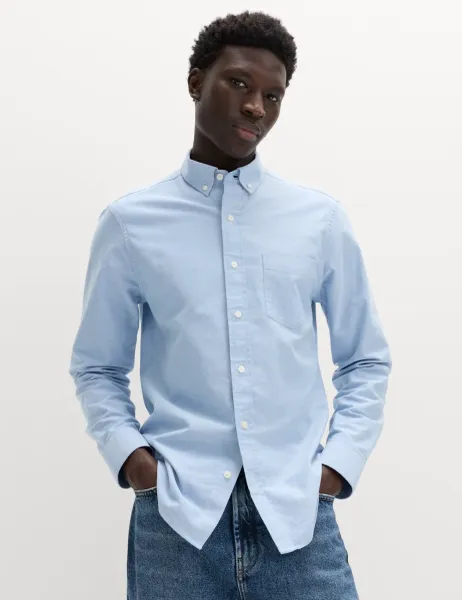 Marks & Spencer Slim Fit Ultimate Cotton Rich Stretch Oxford Shirt Chambray