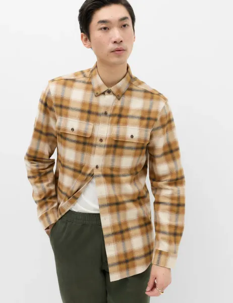 Marks & Spencer Pure Cotton Flannel Shirt Yellow Mix