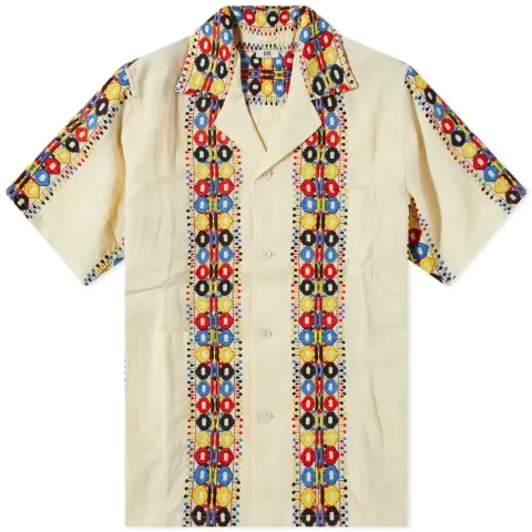 Pattern Crochet Striped Linen Vacation Shirt