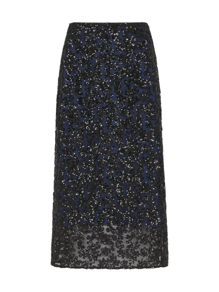 Whistles Floral Sequin Midi Skirt