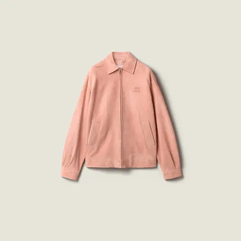 Waxed suede blouson jacket