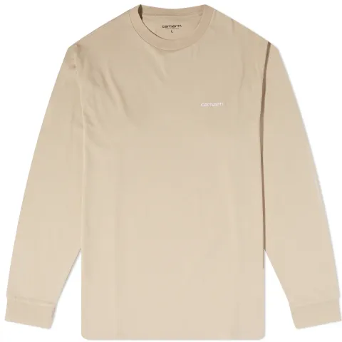 Long Sleeve Script Embroidery T-Shirt