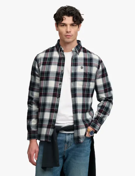 Superdry & Co Relaxed Fit Pure Cotton Flannel Checked Shirt White Mix