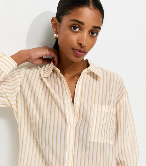 Women's Yellow Striped Long Sleeve Shirt