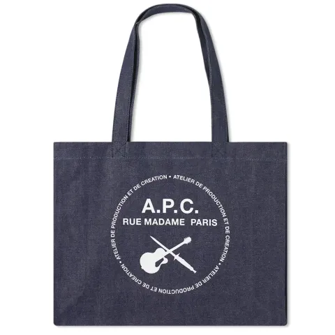 A.P.C. Guitar Logo Denim Shopping Bag