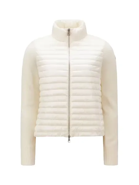 Women Padded Wool Cardigan White