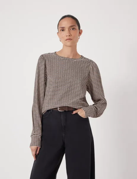 HUSH Emily Gingham Puff Sleeve Top