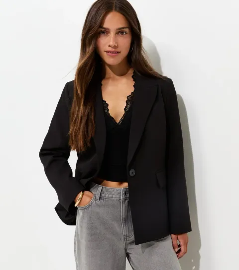 New Look Women's Petite Black Single Button Tailored Blazer