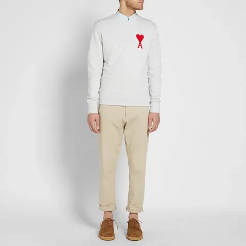 AMI Flocked Heart Logo Crew Sweat