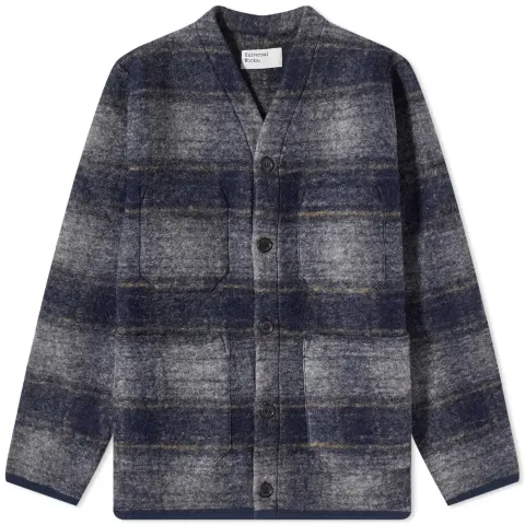 Check Wool Fleece Cardigan