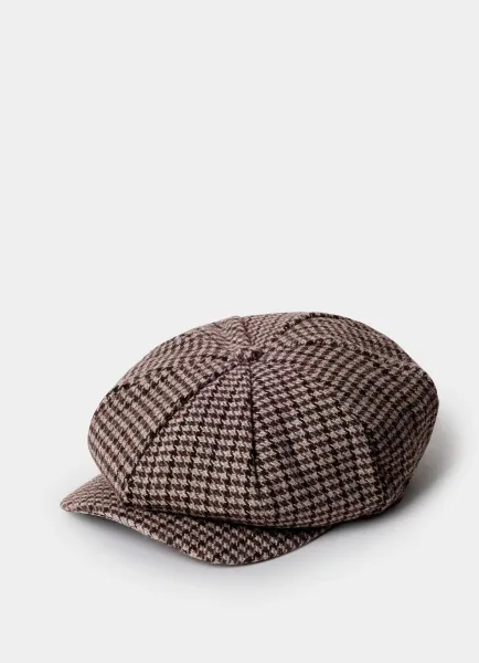 Hackett Wool Blend Houndstooth Bakerboy Cap