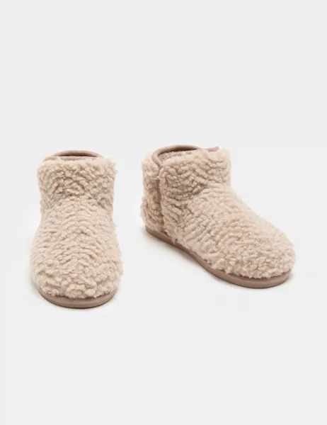 Marks & Spencer Faux Fur Slipper Boots Natural