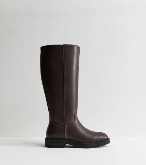 Women's Burgundy Faux Leather Knee High Riding Boots Vegan