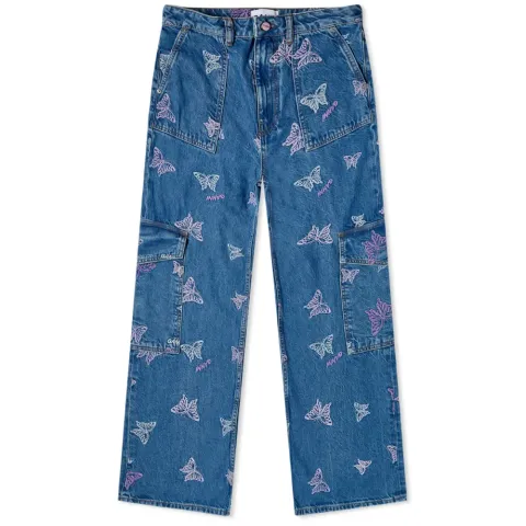 Embroidery Denim Butterfly Jeans