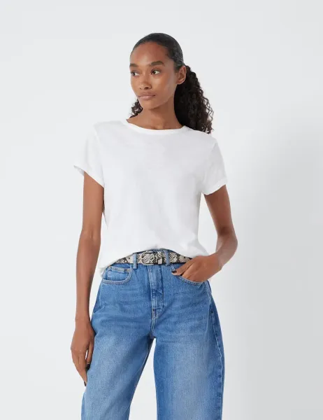 HUSH Pure Cotton Crew Neck Slim Fit T-Shirt White