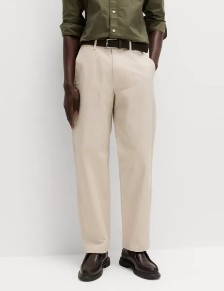 Marks & Spencer Loose Fit Stretch Chinos Light Buff