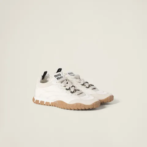 Tyre technical fabric and suede sneakers