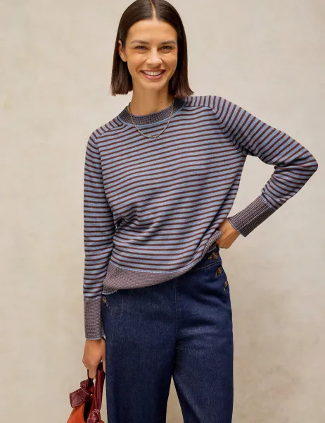 White Stuff Sienna Cotton Rich Striped Crew Neck Jumper