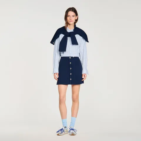 Short ribbed skirt with press studs