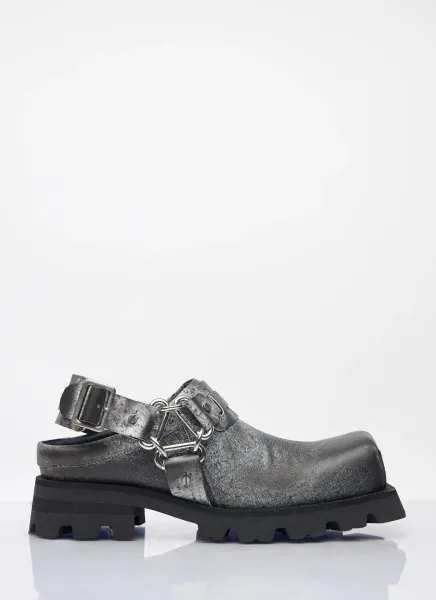 Leather Buckle Mules