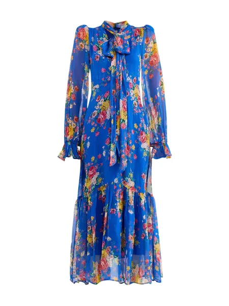 QUEENS OF ARCHIVE Marnie Dress Blue Floral Print