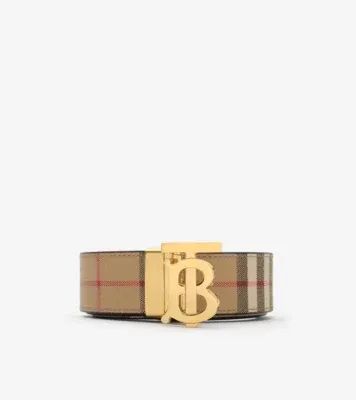 Reversible Check TB Belt in Archive beige/gold - Men, Cotton, Technical