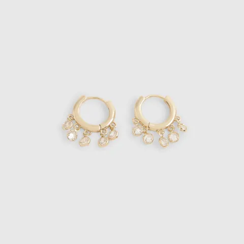River Island Diamond Simulant Drop Hoop Earrings