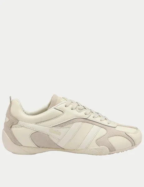 Gola Corva Leather Lace Up Trainers Cream Mix