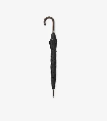 Check-lined Walking Umbrella in Black/archive beige