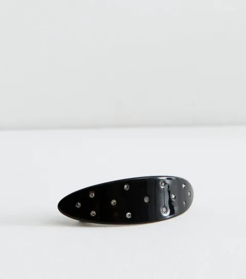 New Look Black Diamante Embellished Oval Hair Clip