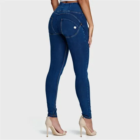 Freddy WRUP Denim - High Waisted - Full Length - Dark Blue + Yellow Stitching