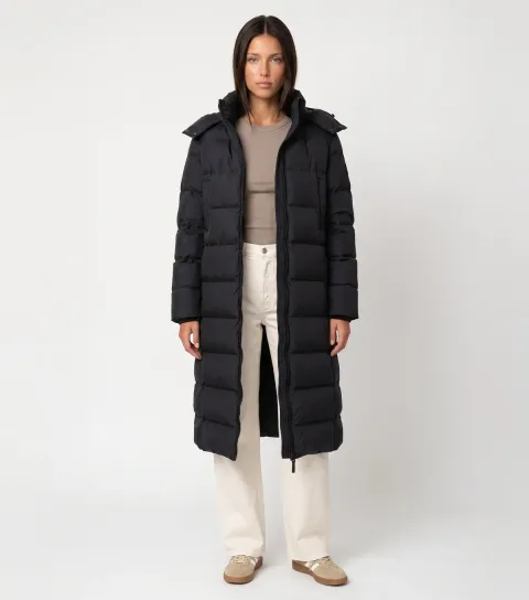 Urban Bliss Women's Black Seamless Longline Puffer Coat
