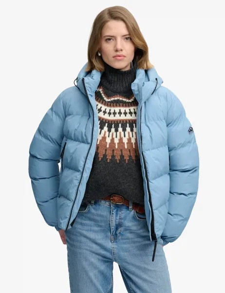 Superdry & Co Water Resistant Hooded Puffer Jacket Blue