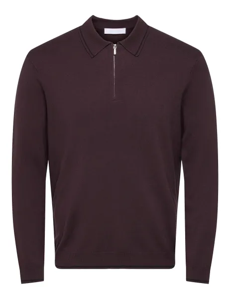 Only & Sons Tipped Half Zip Jumper Brown